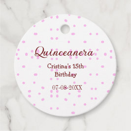 Quinceanera anos 15e verjaardag naam toevoegen roz bedankjes labels