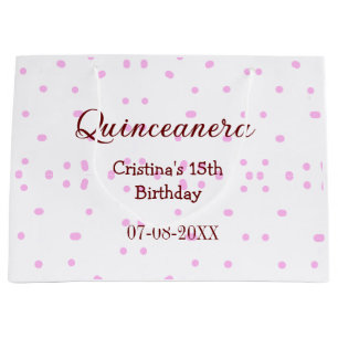 Quinceanera anos 15e verjaardag naam toevoegen roz groot cadeauzakje