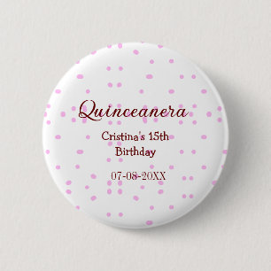 Quinceanera anos 15e verjaardag naam toevoegen roz ronde button 5,7 cm
