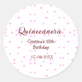 Quinceanera anos 15e verjaardag naam toevoegen roz ronde sticker