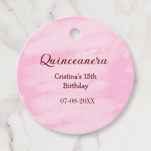 Quinceanera anos 15e verjaardag voeg naam textuur  bedankjes labels (Voorkant)