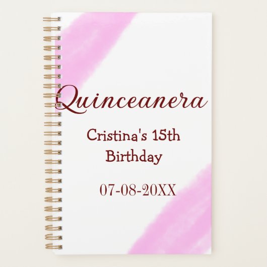 Quinceanera anos 15e verjaardag voeg naam textuur  planner (Voorkant)