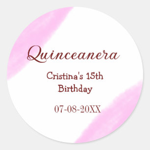 Quinceanera anos 15e verjaardag voeg naam textuur ronde sticker