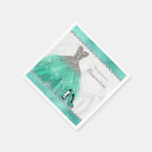 Quinceañera Aqua Diamond Sparkle Glitter Servet (Hoek)