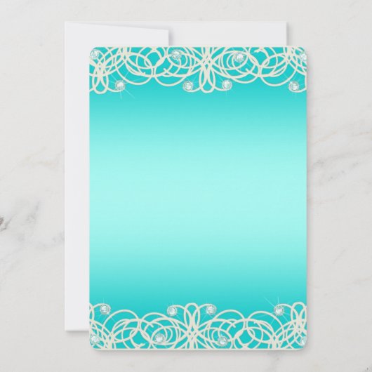 Quinceanera Aqua Turquoise Sparkle and Lace Kaart (Achterkant)