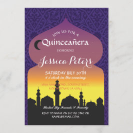 Quinceañera Arabian Night Birthday Paarse Invite Kaart