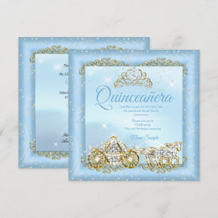 Quinceanera Asinderella Blauwe sprookjes Koets 2 Kaart