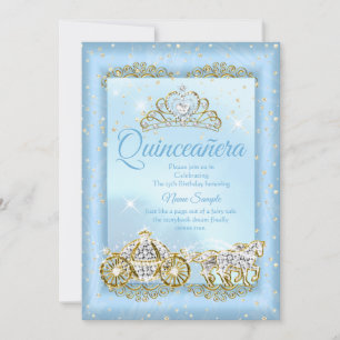 Quinceanera Assepoester Blauwe sprookje Koets Kaart