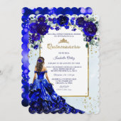 Quinceañera Azul Real y Oro Kaart (Voorkant / Achterkant)