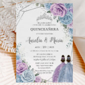 Quinceañera Baby Blau Paars Lilac Bloem Twins Kaart