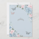 Quinceañera Baby Blauw Bleek Roze bloemfluitjes Kaart (Achterkant)