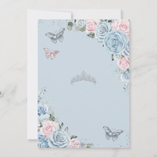 Quinceañera Baby Blauw Bleek Roze bloemfluitjes Kaart (Achterkant)