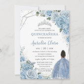 Quinceañera Baby Blauw Bloemen Bruin Prinses 15e Kaart (Voorkant)