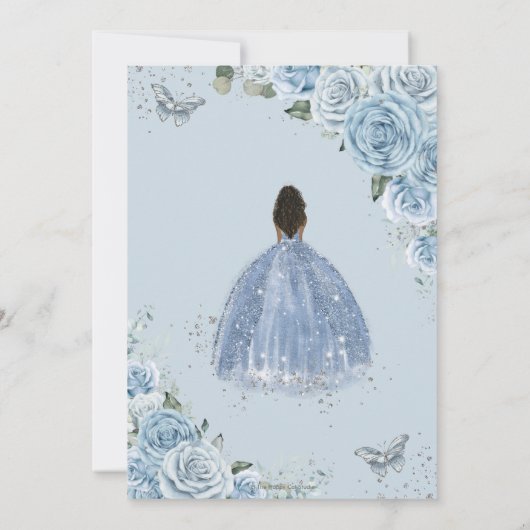 Quinceañera Baby Blauw Bloemen Bruin Prinses 15e Kaart (Achterkant)