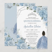 Quinceañera Baby Blauw Bloemen Bruin Prinses 15e Kaart (Voorkant / Achterkant)