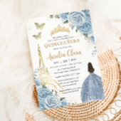 Quinceañera Baby Blauw Bloemen Parijs Eiffel Frank Kaart