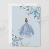 Quinceañera Baby Blauw Bloemen Rood Haar Prinses 1 Kaart (Achterkant)