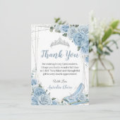 Quinceañera Baby Blauw Bloemen Zoet 16 Assepoester Bedankkaart (Staand voorkant)