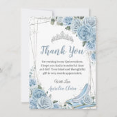 Quinceañera Baby Blauw Bloemen Zoet 16 Assepoester Bedankkaart (Voorkant)
