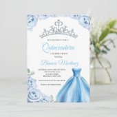 Quinceanera Baby Blauw Jurk Mis Quince Kaart (Staand voorkant)