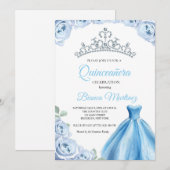 Quinceanera Baby Blauw Jurk Mis Quince Kaart (Voorkant / Achterkant)