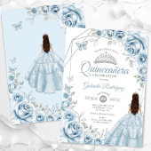 Quinceanera Baby Blauw Jurk Zilver Bloemen Kaart