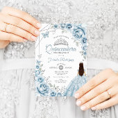 Quinceanera Baby Blauw Jurk Zilver Bloemen Kaart