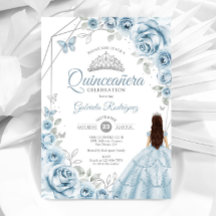 Quinceanera Baby Blauw Jurk Zilver Bloemen
