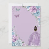 Quinceañera Baby Blauw Paarse Lila Bloemen Zilver Kaart (Achterkant)