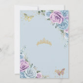 Quinceanera Baby Blauw Paarse Lila Bloemig Goud Kaart (Achterkant)