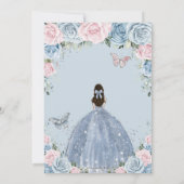 Quinceañera Baby Blauw Roze Bloemen Prinses Jurk Kaart (Achterkant)