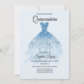 Quinceanera Baby Blauw Thema, Mis Quince Kaart (Voorkant)