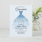 Quinceanera Baby Blauw Thema, Mis Quince Kaart (Staand voorkant)
