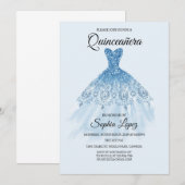 Quinceanera Baby Blauw Thema, Mis Quince Kaart (Voorkant / Achterkant)