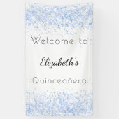 Quinceanera baby blauw wit welkom spandoek (Verticaal)