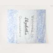 Quinceanera baby blauw wit welkom wandkleed (Voorkant (horizontaal))