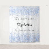 Quinceanera baby blauw wit welkom wandkleed (Voorkant)