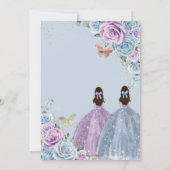 Quinceañera Baby Blue Lila Paarse Bloemstuk Tweeli Kaart (Achterkant)