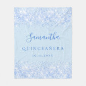 Quinceanera baby blue name date glitter fleece deken (Voorkant)