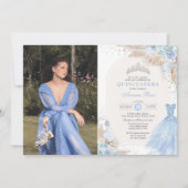 Quinceañera Baby Blue Silver Boho Mis Quince Anos Kaart (Voorkant)
