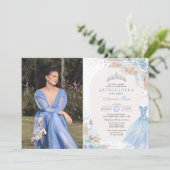 Quinceañera Baby Blue Silver Boho Mis Quince Anos Kaart (Staand voorkant)