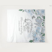 Quinceanera Baby Blue Vlinders Bloemen Achtergrond Wandkleed (Voorkant (horizontaal))