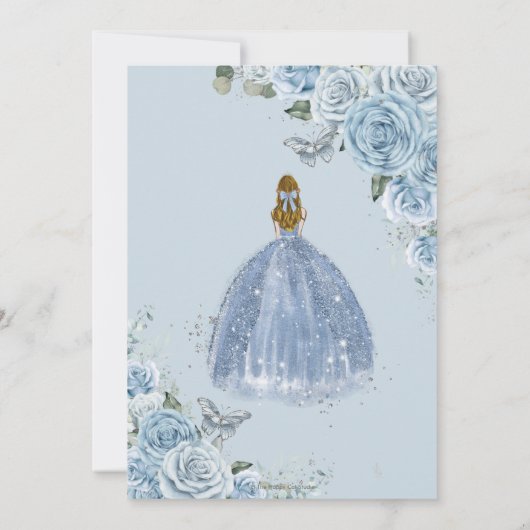Quinceañera Baby Zacht Blauw Bloemen Prinses 15 16 Kaart (Achterkant)