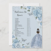 Quinceañera Baby Zacht Blauw Floral 15 Años Padrin Kaart (Achterkant)