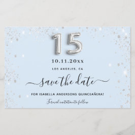 Quinceanera babyblauwe zilverglitter, behalve de d