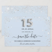 Quinceanera babyblauwe zilverglitter, behalve de d (Voorkant / Achterkant)