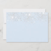 Quinceanera babyblauwe zilverglitter save the date (Achterkant)
