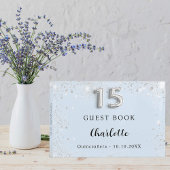 Quinceanera babyblauwe zilversparren gastenboek