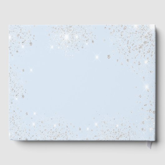 Quinceanera babyblauwe zilversparren gastenboek (Achterkant)