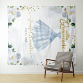 Quinceanera Backdrop Blue Floral Pink Dress Wandkleed (In Situ (horizontaal))